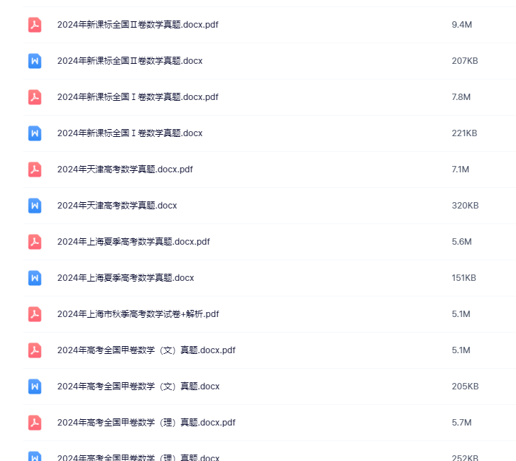 最全历年高考数学真题（每年更新中……）1951~2024-新知学习资料网