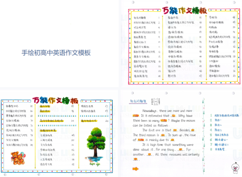 130页！初高中英语手绘万能作文模板.pdf-新知学习资料网