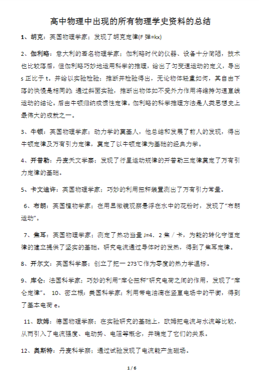 高中物理中出现的所有物理学史资料的总结.docx-新知学习资料网