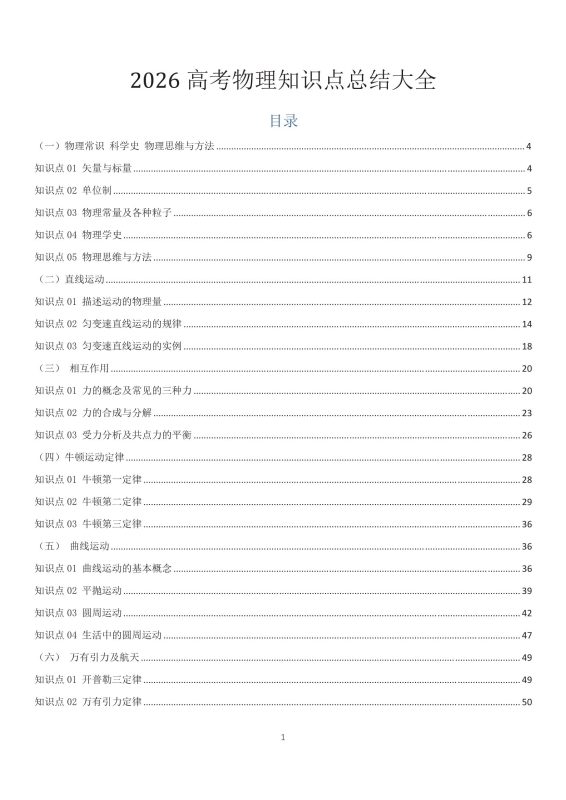 2026史上最详细最全面高中物理知识总结宝典（220页全国通用版）-新知学习资料网