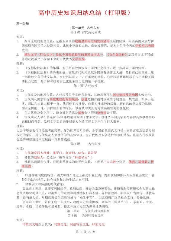 （超详）高中历史知识点归纳汇总.doc （34页）-新知学习资料网